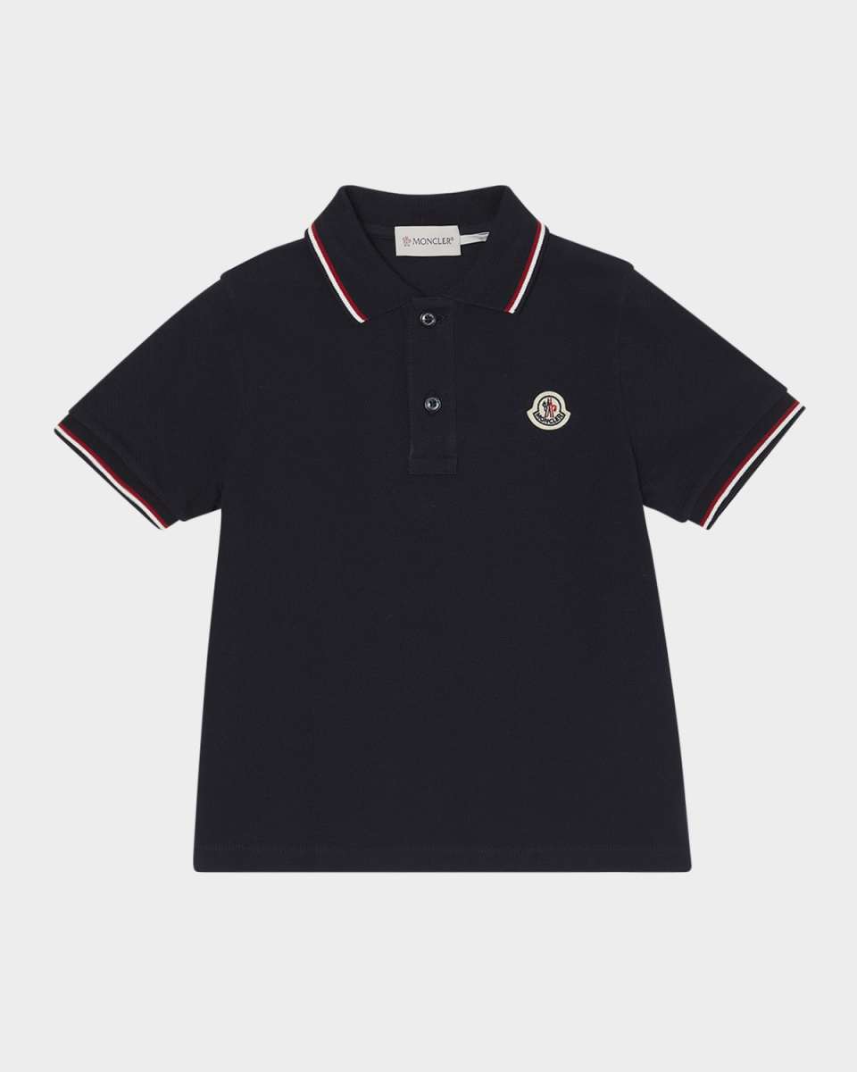 Boy's Tricolor-Trim Short-Sleeve Polo Shirt, Size 12-